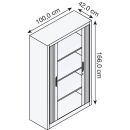 CP Omnispace Rollladenschrank silber 3 Fachböden 100,0 x 42,0 x 166,0 cm