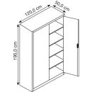 CP Stahlschrank C 2000 Acurado 9480-000 S10832 verkehrsweiß 4 Fachböden 120,0 x 50,0 x 195,0 cm, aufgebaut, 1 St.