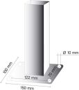 Absperrpfosten aus Vierkant-Stahlrohr 70x70 mm, umlegbar mit Dreikantverschluss, für Dübelbefestigung Pulverbeschichtet, mit Leuchtstreifen