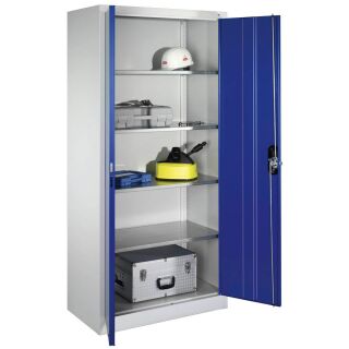 CP Stahlschrank 08921-00 S10109 lichtgrau, enzianblau 4 Fachböden 93,0 x 50,0 x 195,0 cm, aufgebaut, 1 St.