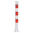 Absperrpfosten aus Vierkant-Stahlrohr 70x70 mm, umlegbar mit Profilzylinderschloss, für Dübelbefestigung ohne Lackierung