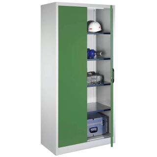 CP Stahlschrank 08921-00 S10116 lichtgrau, rededagrün 4 Fachböden 93,0 x 50,0 x 195,0 cm, aufgebaut, 1 St.