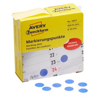 AVERY Zweckform Klebepunkte 3853 blau Ø 10,0 mm, 800 St.