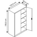 CP Stahlschrank 8932-00 S10604 lichtgrau, rededagrün 4 Fachböden 120,0 x 60,0 x 195,0 cm, aufgebaut, 1 St.