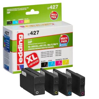 edding EDD-427 schwarz, cyan, magenta, gelb Druckerpatronen kompatibel zu HP 950XL + 951XL (C2P43AE), 4er-Set