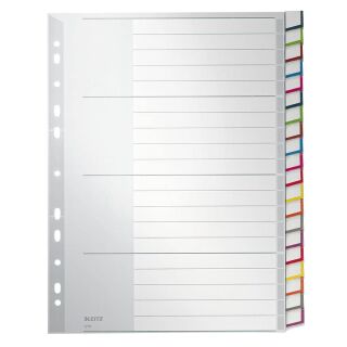LEITZ Ordnerregister DIN A4 Vollformat, Überbreite blanko grau-weiß 20-teilig, 1 Satz