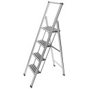 WENKO Stehleiter einseitig silber 4 Stufen, H: 144,0 cm