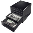 LEITZ Schubladenbox CUBE Duo Colour  schwarz/grau 5253-10-95, DIN A4 mit 5 Schubladen