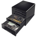 LEITZ Schubladenbox CUBE Duo Colour  schwarz/grau 5253-10-95, DIN A4 mit 5 Schubladen