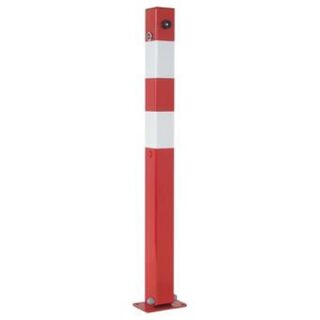 Absperrpfosten aus Vierkant-Stahlrohr 70x70 mm, umlegbar mit 8mm Dreikantverschluss, zum Aufdübeln ohne Lackierung