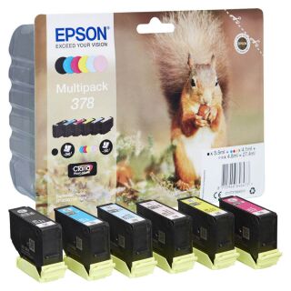 EPSON 378/T37884 (Eichhörnchen) schwarz, cyan, magenta, gelb, light cyan, light magenta Druckerpatronen, 6er-Set