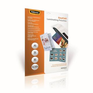 Fellowes Laminierfolien Admire Easy Fold glänzend für A3 80 micron, 25 St.