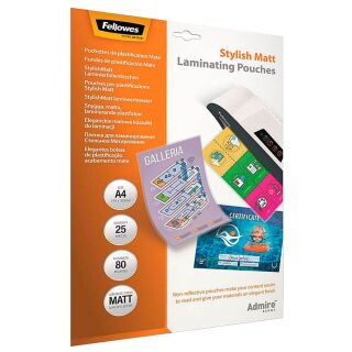 Fellowes Laminierfolien Admire Stylish Matt matt für A4 80 micron, 25 St.