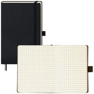 BRUNNEN Notizbuch KOMPAGNON DIN A4 kariert, schwarz Hardcover 192, davon 16 zum Heraustrennen Seiten, 1 St.
