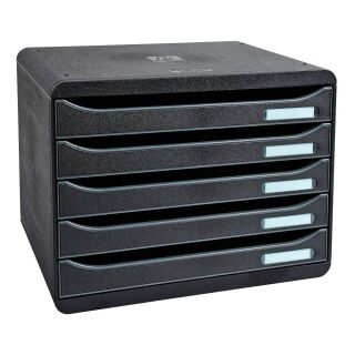 Exacompta Schubladenbox Big-Box Plus quer Classic  schwarz 308714D, DIN A4 quer mit 5 Schubladen, 1 St.