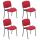 4 Nowy Styl Besucherstühle Iso rot, schwarz Kunstleder