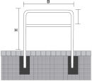 Bügel aus Stahlrohr Ø 48 mm, Gesamthöhe 1400 mm, mit Querholm, zum Einbetonieren, mit Lackierung, 2500 mm breit