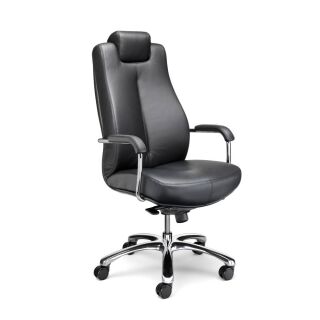 Nowy Styl XXL Chefsessel Sonata Leder schwarz, Gestell chrom