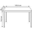 SODEMATUB Mehrzwecktisch buche, rot rechteckig, Vierkantrohr rot, 120,0 x 60,0 x 74,0 cm
