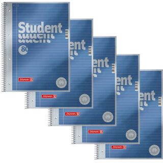 BRUNNEN Collegeblöcke Student Premium liniert DIN A4 Innenrand, 5 Blöcke