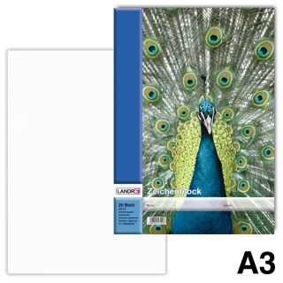 LANDRÉ® Zeichenblock DIN A3 100 g/qm, 20 Blatt, 1 Block