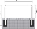 Abweisebügel aus Stahlrundrohr Ø 60 mm, Höhe 1200 mm, ohne Querstrebe, zum Einbetonieren, ohne Lackierung, 1000 mm breit