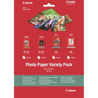 Canon Fotopapier VP-101 DIN A4, 10,0 x 15,0 cm glänzend, satiniert, matt 170, 200, 260, 275 g/qm 20 Blatt