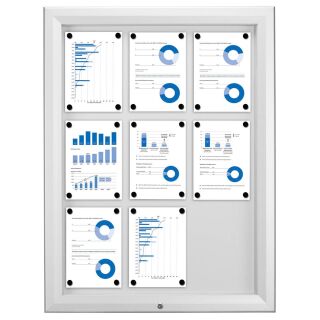 Showdown® Displays Schaukasten T silber 9x DIN A4 80,5 x 4,7 x 106,7 cm, 1 St.