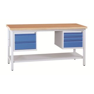 Gürkan Werkbank lichtgrau 5 Schubladen 160,0 x 60,0 x 84,0 cm