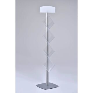 update displays Prospektständer silber DIN A4 4 Fächer 45,0 x 45,0 x 192,0 cm, 1 St.