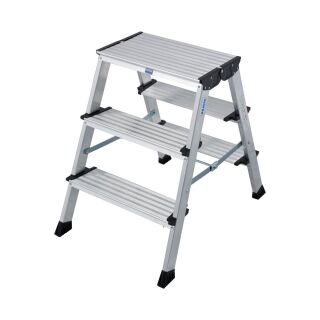 KRAUSE Klapptritt MONTO Treppo silber 2x 3 Stufen, H: 73,0 cm