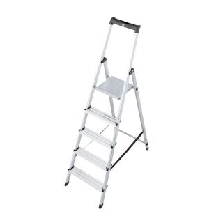 KRAUSE Stehleiter einseitig MONTO Solidy silber 5 Stufen, H: 180,0 cm