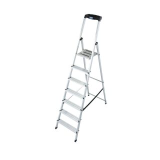 KRAUSE Stehleiter einseitig MONTO Safety silber 7 Stufen, H: 230,0 cm