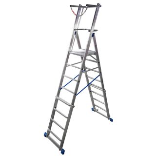 KRAUSE Podestleiter STABILO silber 8 Sprossen, H: 286,0 cm