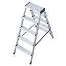 KRAUSE Stehleiter beidseitig MONTO Dopplo silber 2x 5 Stufen, H: 118 cm