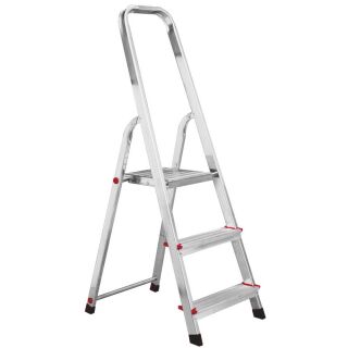KRAUSE Stehleiter einseitig CORDA silber 3 Stufen, H: 125,0 cm