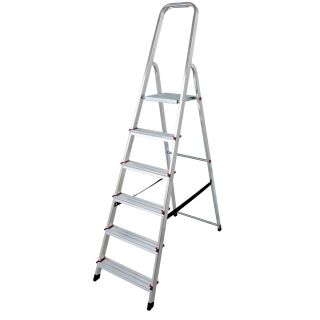 KRAUSE Stehleiter einseitig CORDA silber 6 Stufen, H: 195,0 cm