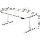 Kerkmann Move 3 elektrisch höhenverstellbarer Schreibtisch weiß rechteckig, T-Fuß-Gestell weiß 160,0 x 80,0 cm