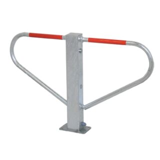 Parkplatzsperre 70x70 mm, umlegbar mit Rundzylinder mit rot reflektierenden Leuchtstreifen