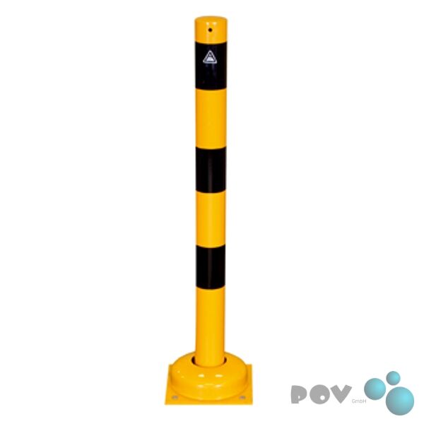 Rundrohrpoller – Absperrpfosten 152 X 3,2 Mm, Zum Aufdübeln, 1000 Mm, Gelb-schwarz, Ohne Marke
