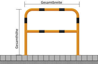 Schutzgeländer aus Stahlrohr Ø 48 mm, zum Aufdübeln 1000 mm