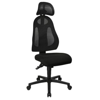 Topstar Bürostuhl Free Art mit Kopfstütze, FR100 G200X Stoff schwarz, Gestell schwarz