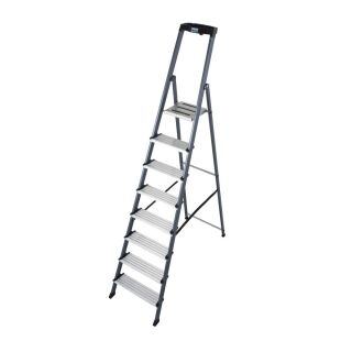 KRAUSE Stehleiter einseitig Securo schwarz 8 Stufen, H: 255,0 cm