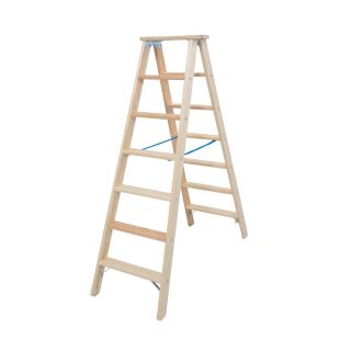 KRAUSE Stehleiter beidseitig Stabilo natur 2x 7 Stufen, H: 165,0 cm