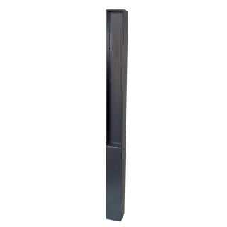 Stilpoller aus Vierkant-Stahlrohr 70 x 70 mm, mit Flachstahl-Aufsatz ortsfest, mit Erdanker, 500 mm Unterflur