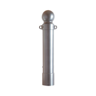 Stilpoller aus Stahlrohr Ø 140 mm, mit Alukugel und Kettenösen ortsfest, mit Erdanker