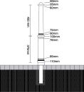 Alu-Stilpfosten, ortsfest, zum Einbetonieren, 900 mm...