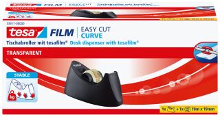 Tischabroller Easy Cut® Curve - für Rollen bis 33m : 19mm, schwarz, 1 St.