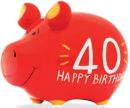 Spardose Schwein "40 Happy Birthday" - Keramik,...