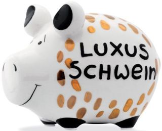 Spardose Schwein "Luxusschwein" - Keramik, Gold-Edition, klein, 3 St.